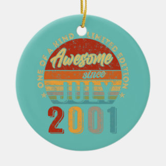 Awesome Since July 2001 Vintage 21st Birthday  Ceramic Tree Decoration