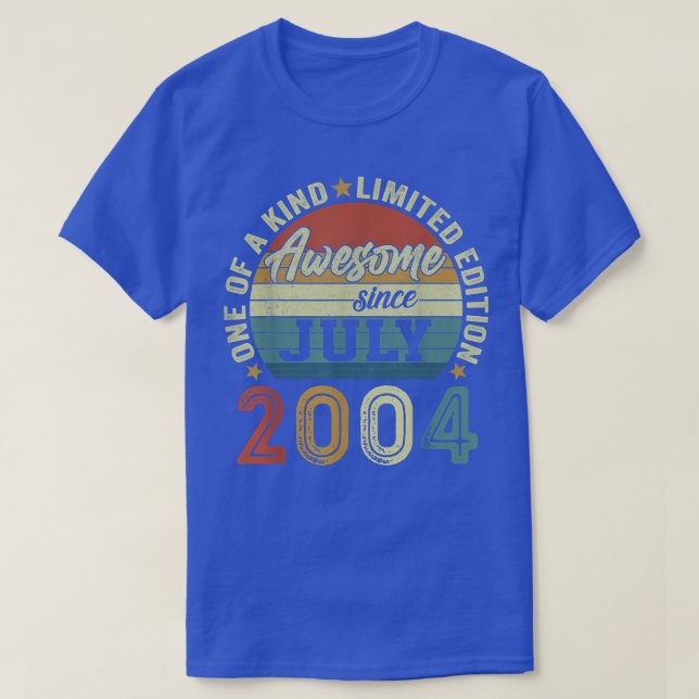 Awesome Since July 2004 18 Years Old 18th Birthday T-Shirt (Design Front)