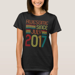 Awesome Since July 2017 Vintage 5th Birthday 5 Yea T-Shirt