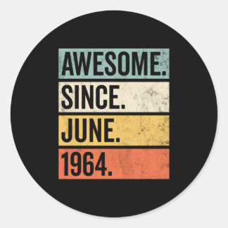 Awesome Since June 1964 Birthday Retro Classic Round Sticker