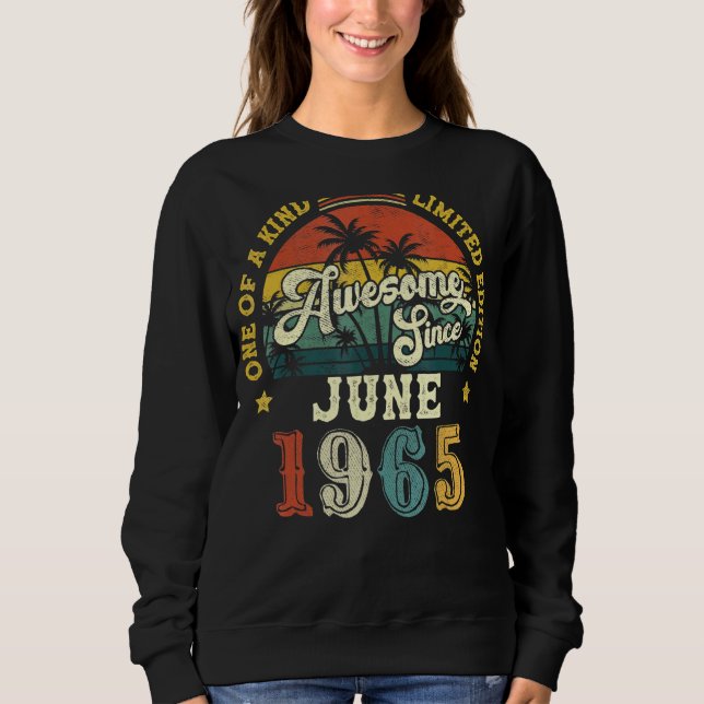 Awesome Since June 1965 Vintage 57th Birthday Sweatshirt (Front)