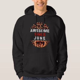 Awesome Since June 1979 Leopard 1979 June Birthday Hoodie