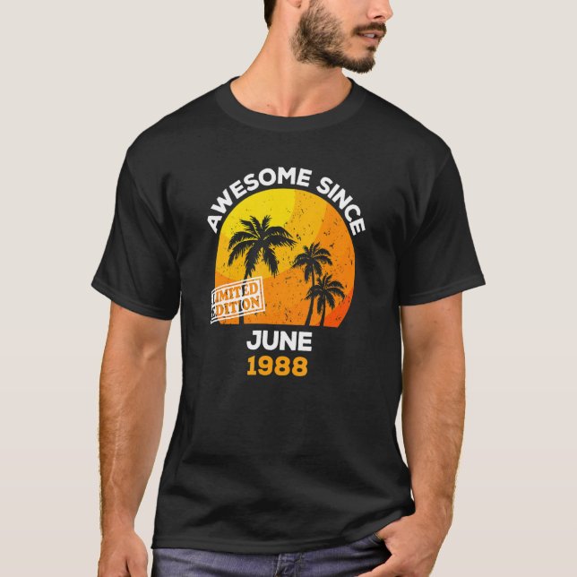 Awesome Since June 1988 Retro Men & Women Birthday T-Shirt (Front)