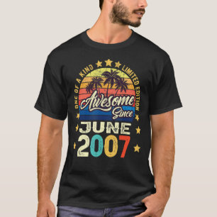 Awesome Since June 2007 Vintage 15th Birthday T-Shirt