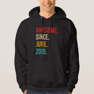 Awesome Since June 2019 Vintage 3rd Birthday 3 Yea Hoodie
