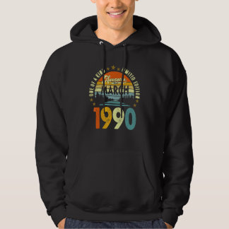 Awesome Since March 1990 Vintage 32th Birthday Hoodie