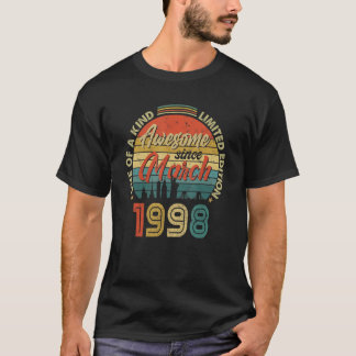 Awesome Since March 1998 Vintage 24th Birthday T-Shirt