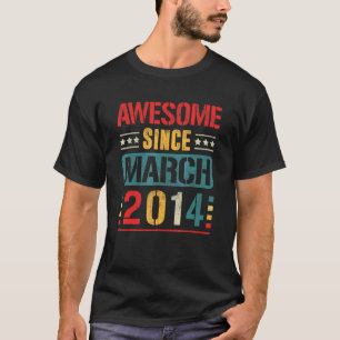 Awesome Since March 2014 8 Years Old 8th Birthday T-Shirt