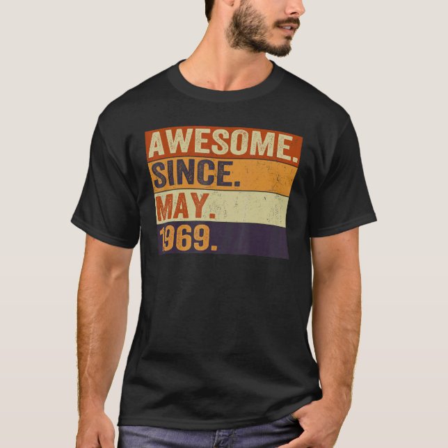 Awesome Since May 1969 53rd Birthday Retro T-Shirt (Front)