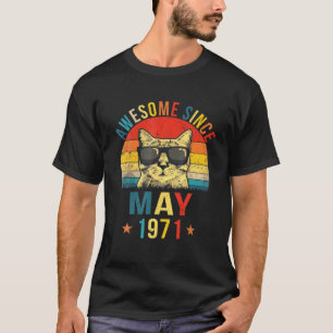 Awesome Since May 1971 51St Birthday Gift Cat Love T-Shirt