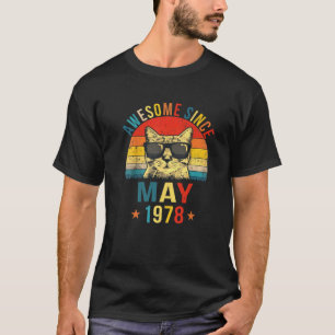 Awesome Since May 1978 44Th Birthday Gift Cat Love T-Shirt