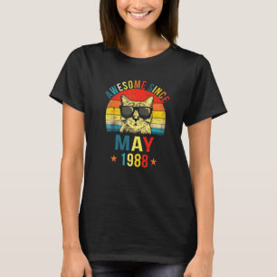 Awesome Since May 1988 34th Birthday Cat T-Shirt