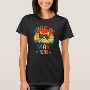 Awesome Since May 1988 34th Birthday Cat T-Shirt