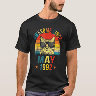 Awesome Since May 1992 30th Birthday Cat T-Shirt
