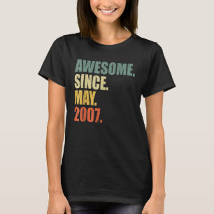 Awesome Since May 2007 T Shirt Vintage 16th Birthd
