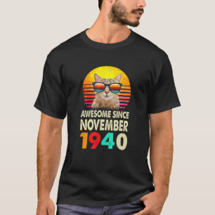 Awesome Since November 1940 82Nd Birthday Gift Cat T-Shirt