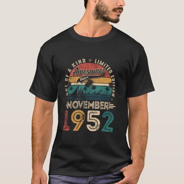 Awesome Since November 1952 73 Years Old 73rd Birt T-Shirt (Front)