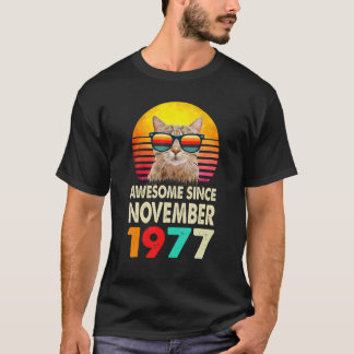 Awesome Since November 1977 45th Birthday Cat Vint T-Shirt
