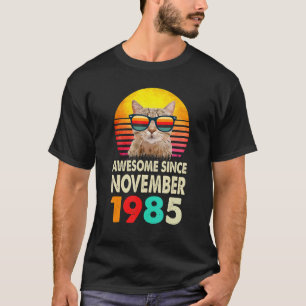 Awesome Since November 1985 37th Birthday Cat Vint T-Shirt