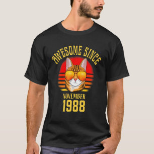 Awesome Since November 1988 34th Birthday Cat T-Shirt