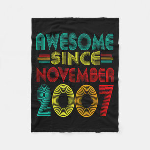 Awesome Since November 2007 Years 18th Bday Funny  Fleece Blanket