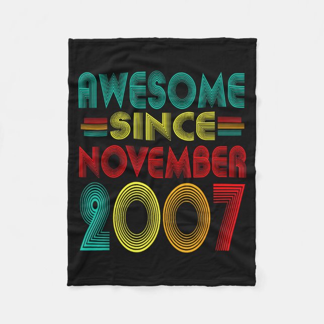 Awesome Since November 2007 Years 18th Bday Funny  Fleece Blanket (Front)