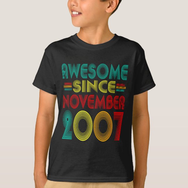 Awesome Since November 2007 Years 18th Bday Funny  T-Shirt (Front)