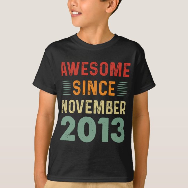 Awesome Since November 2013 Vintage Birthday T-Shirt (Front)