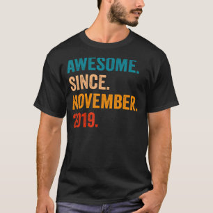 Awesome Since November 2019 3rd Birthday 3 Years T-Shirt