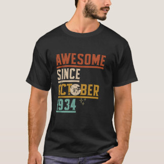Awesome Since October 1934 Moon Cat Bat Spooky Hal T-Shirt