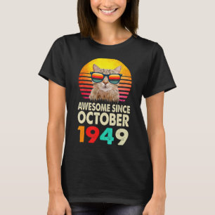 Awesome Since October 1949 73rd Birthday Cat Vinta T-Shirt