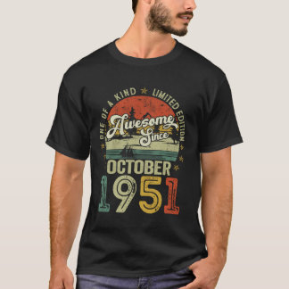 Awesome Since October 1951 Vintage Retro 74th Birt T-Shirt