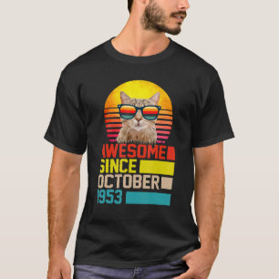 Awesome Since October 1953 69th Birthday Cat Men W T-Shirt