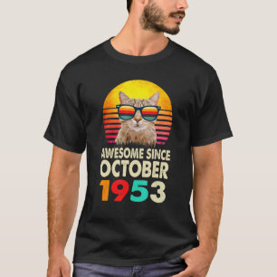 Awesome Since October 1953 69th Birthday Cat Vinta T-Shirt