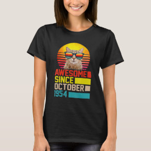 Awesome Since October 1954 68th Birthday Cat Men W T-Shirt