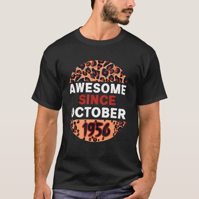 Awesome since October 1956 Leopard 1956 October Bi T-Shirt (Front)