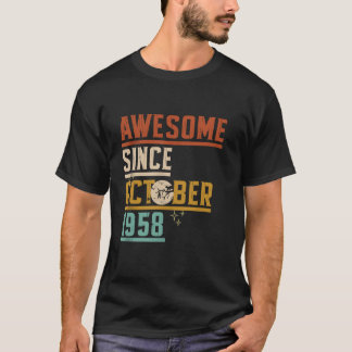 Awesome Since October 1958 Moon Cat Bat Spooky Hal T-Shirt