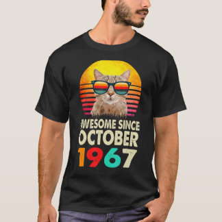 Awesome Since October 1967 55th Birthday Cat Vinta T-Shirt