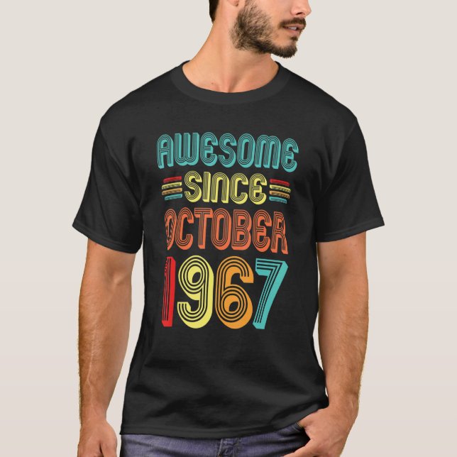 Awesome Since October 1967 Retro 55 Years Old 55th T-Shirt (Front)