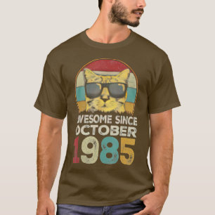 Awesome Since October 1985 37th Birthday Gifts Cat T-Shirt