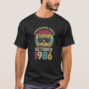 Awesome Since October 1986 36th Birthday Gifts Cat T-Shirt