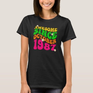 Awesome Since October 1987 Birthday Groovy Retro T-Shirt
