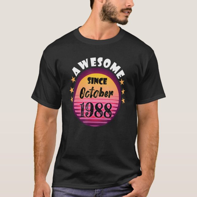 Awesome Since October 1988 Birthday 1988 October V T-Shirt (Front)