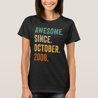 Awesome Since October 2008 14 Years Old  14th Birt T-Shirt