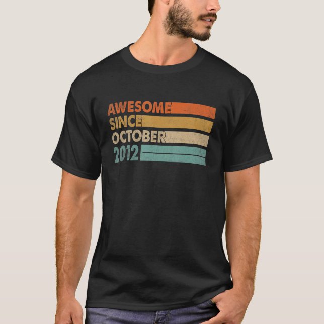 Awesome Since October 2012 10th Birthday Boys 10 Y T-Shirt (Front)