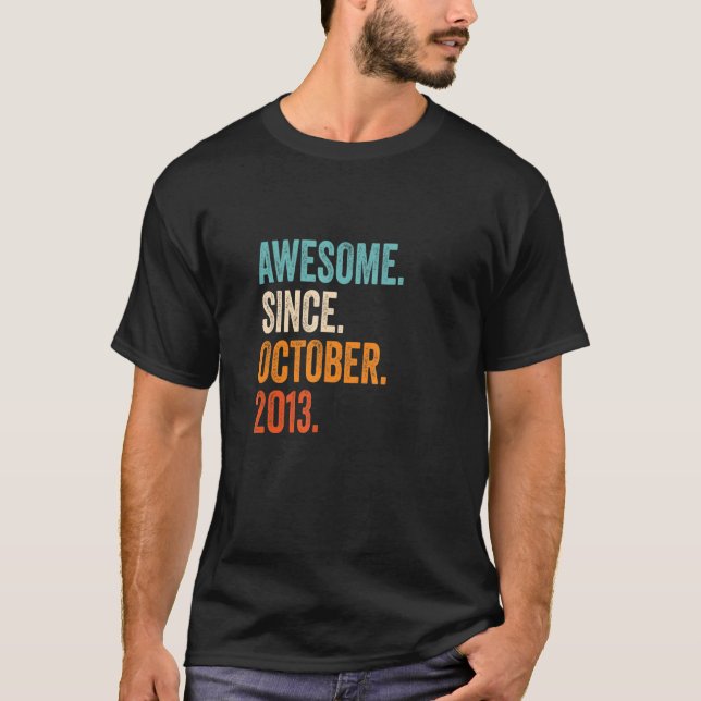 Awesome Since October 2013 9th Birthday T-Shirt (Front)