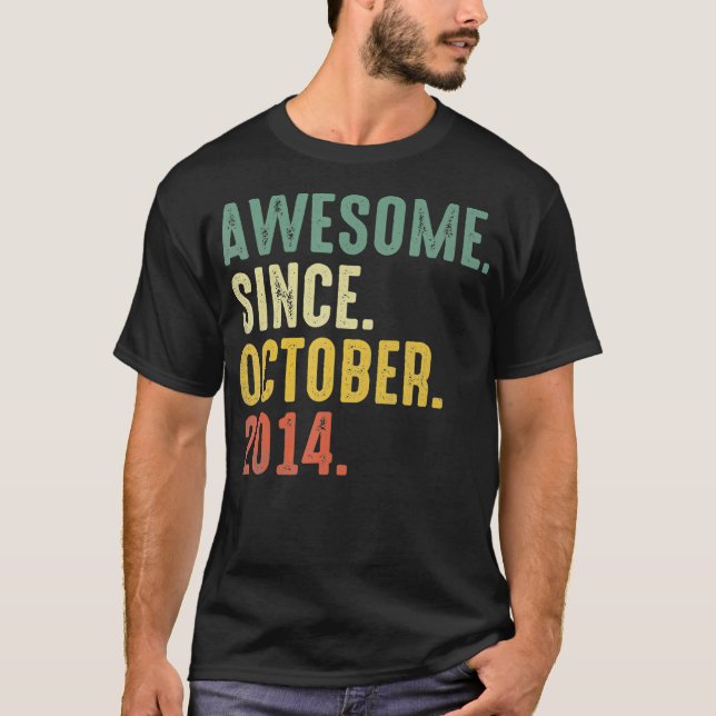Awesome Since October 2014  7th Birthday 7 Years O T-Shirt (Front)
