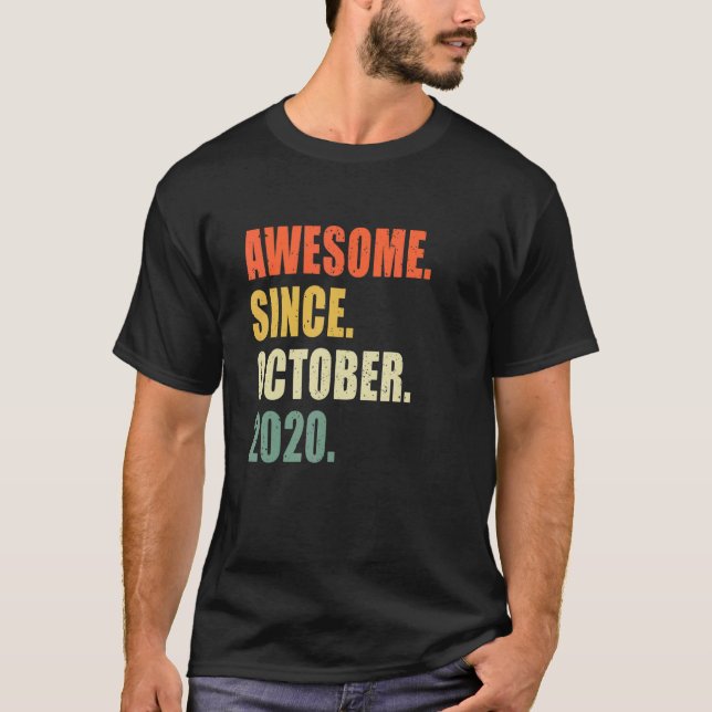 Awesome Since October 2020 2 Year Old Birthday T-Shirt (Front)
