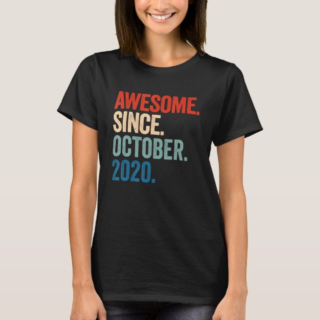 Awesome Since October 2020 2nd Birthday  2 Years O T-Shirt (Front)