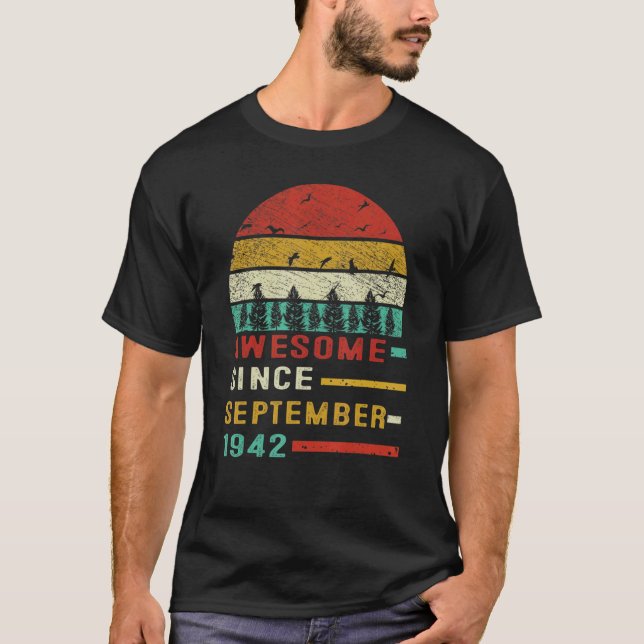 Awesome Since September 1942 80th Birthday 80 Year T-Shirt (Front)